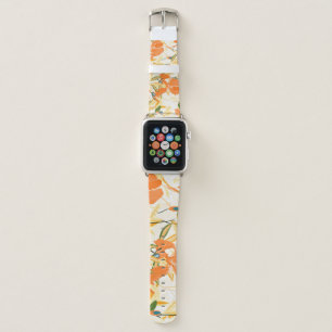 Orange irises: seamless floral pattern apple watch band