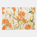 Orange irises: seamless floral pattern kitchen towel