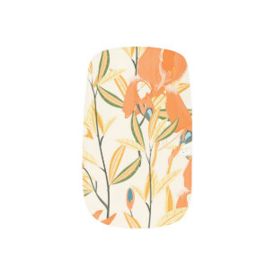 Orange irises: seamless floral pattern minx nail art