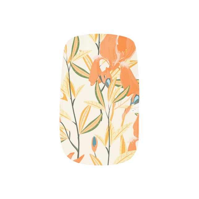Orange irises: seamless floral pattern minx nail art (Left Thumb)