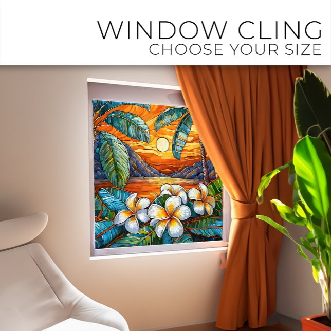 Orange island sunset Stained glass art Window Cling (Creator Uploaded)