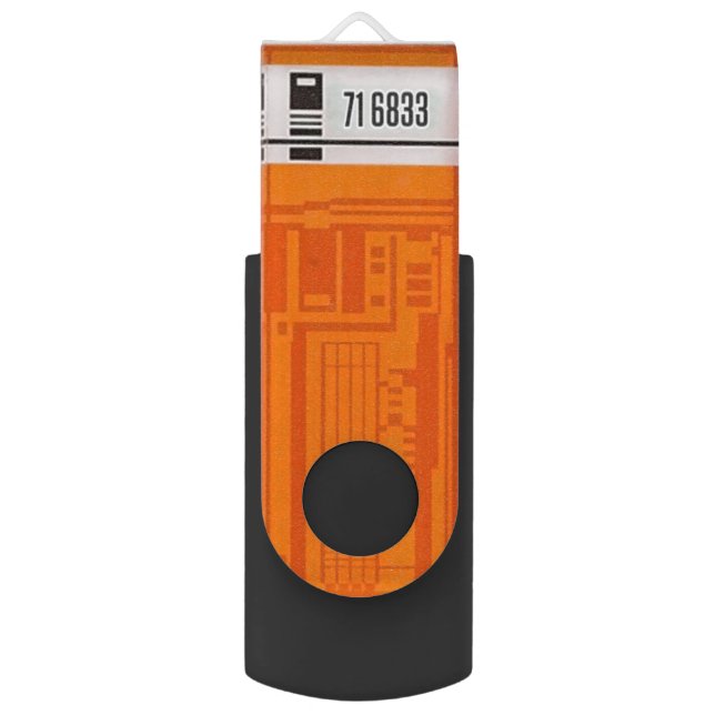 Orange ISO Folding USB Flash Drive (Back (Vertical))