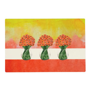 Orange Italian Ranunculus Watercolor Art Placemat
