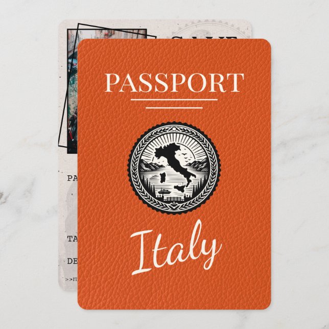 Orange Italy Passport Save The Date (Front/Back)
