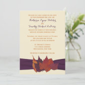 Orange, Ivory, Purple Dried Leaves Wedding Invite (Standing Front)
