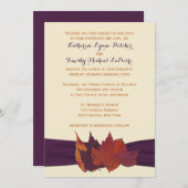 Orange, Ivory, Purple Dried Leaves Wedding Invite (Front/Back)