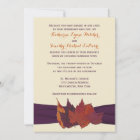 Orange, Ivory, Purple Dried Leaves Wedding Invite