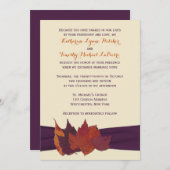 Orange, Ivory, Purple Dried Leaves Wedding Invite (Front/Back)