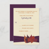 Orange, Ivory, Purple Dried Leaves Wedding RSVP (Front/Back)
