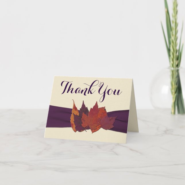 Orange, Ivory, Purple Thank You Note Card (Front)