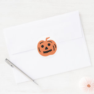 Orange Jack-O-Lantern Halloween Pumpkin Classic Round Sticker