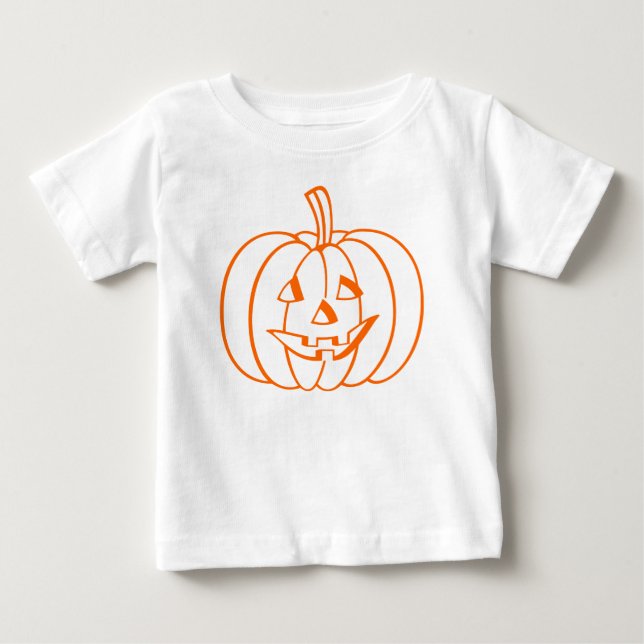 Orange Jack-O-Lantern Halloween Pumpkin Outline Baby T-Shirt (Front)