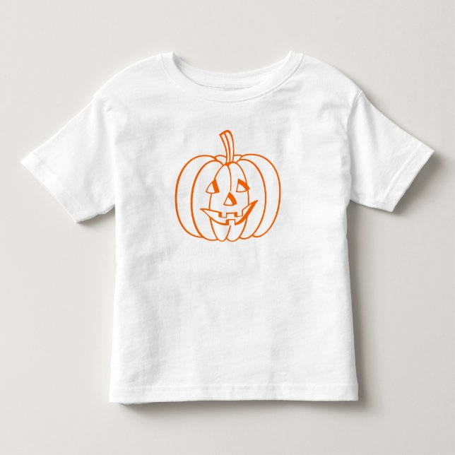 Orange Jack-O-Lantern Halloween Pumpkin Outline Toddler T-shirt (Front)