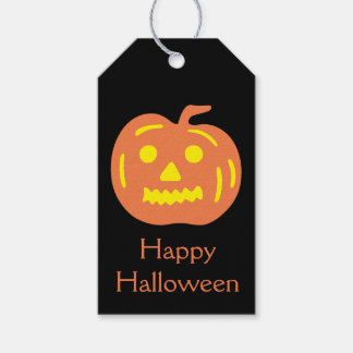 Orange Jack-O-Lantern Halloween Pumpkin Treat Bag Gift Tags
