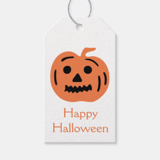 Orange Jack-O-Lantern Halloween Pumpkin Treat Bag Gift Tags