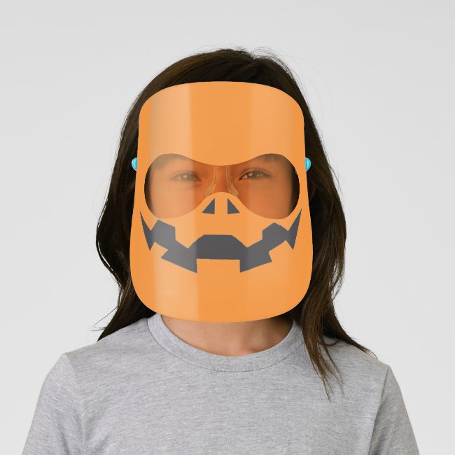 Orange Jack-O-Lantern Kids/Adult Face Shield