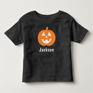 Orange Jack-O-Lantern Pumpkin Cute Halloween Name Toddler T-shirt