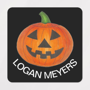Orange Jack o' Lantern Pumpkin Patch Halloween Kids' Labels