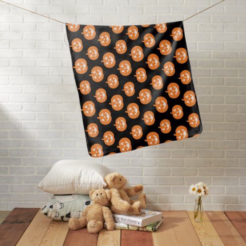 Orange Jack O Lantern Pumpkin Pattern Halloween Baby Blanket