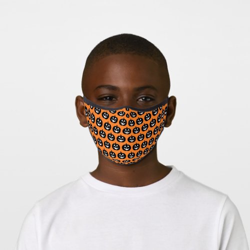 Orange Jack O Lantern Pumpkin Pattern Halloween Premium Face Mask