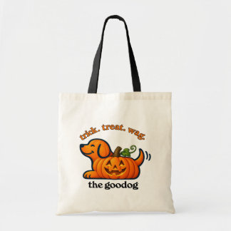 Orange Jack-O-Lantern Pup Tote Bag
