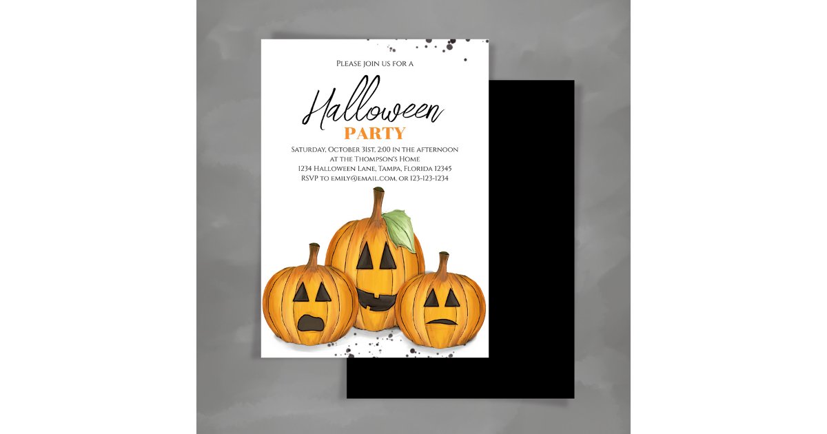 Orange Jack O'lanterns Pumpkin Halloween Party Invitation | Zazzle