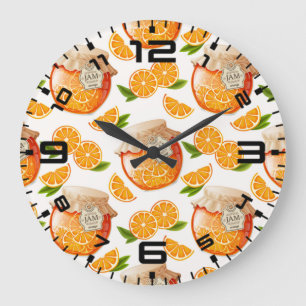 Orange Jam Large Clock