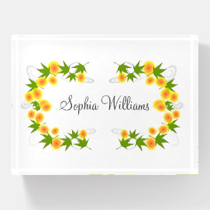 Orange Japanese flowers white Paperweight