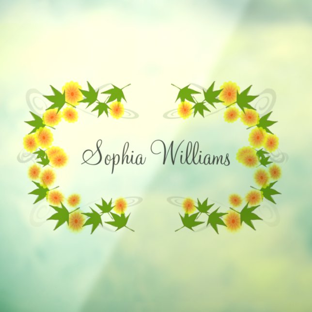 Orange Japanese flowers white Window Cling (Sheet 3)