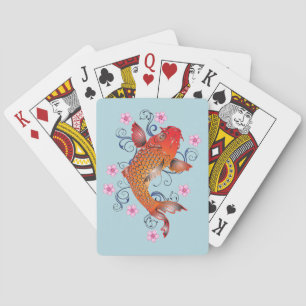 Orange Japanese Koi Fish Poker Cards
