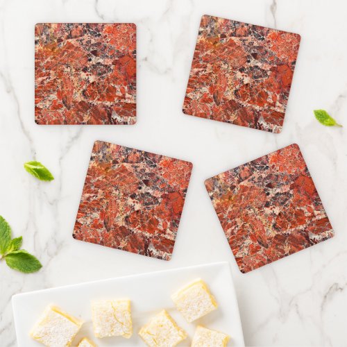 Orange Jasper Stone Pattern Coaster Set