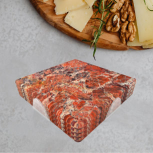 Orange Jasper Stone Pattern Coaster Set
