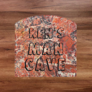 Orange Jasper Stone Pattern Man Cave Door Sign