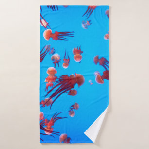 ORANGE JELLY FISH BATH TOWEL