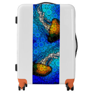 Orange jellyfish blue ocean bold modern stylish luggage