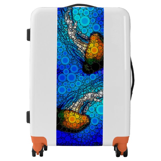 Orange jellyfish blue ocean bold modern stylish luggage (Front)