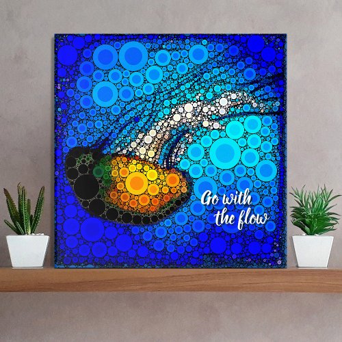 Orange Jellyfish Blue Ocean Go with the Flow Acrylic Print