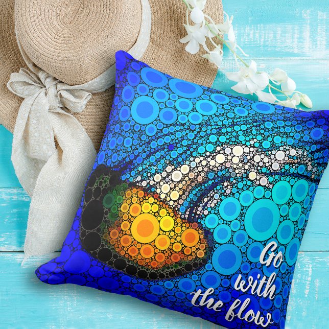 Orange Jellyfish Blue Ocean Go with the Flow Bold  Throw Pillow (Creator Uploaded)