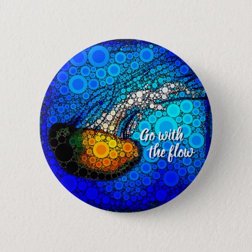 Orange Jellyfish Blue Ocean Go With the Flow Button