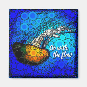 Orange Jellyfish Blue Ocean Go With the Flow Magnet