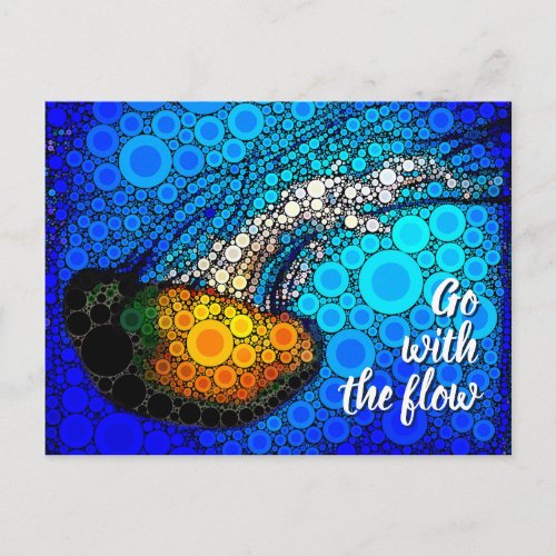 Orange Jellyfish Blue Ocean Go With the Flow Postcard