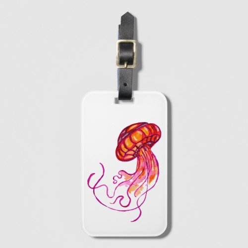 Orange Jellyfish Luggage Tag