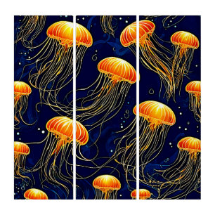Orange Jellyfish Pattern Art