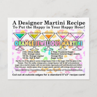 Orange Jewel-ious Martini Cocktail Recipe Postcard