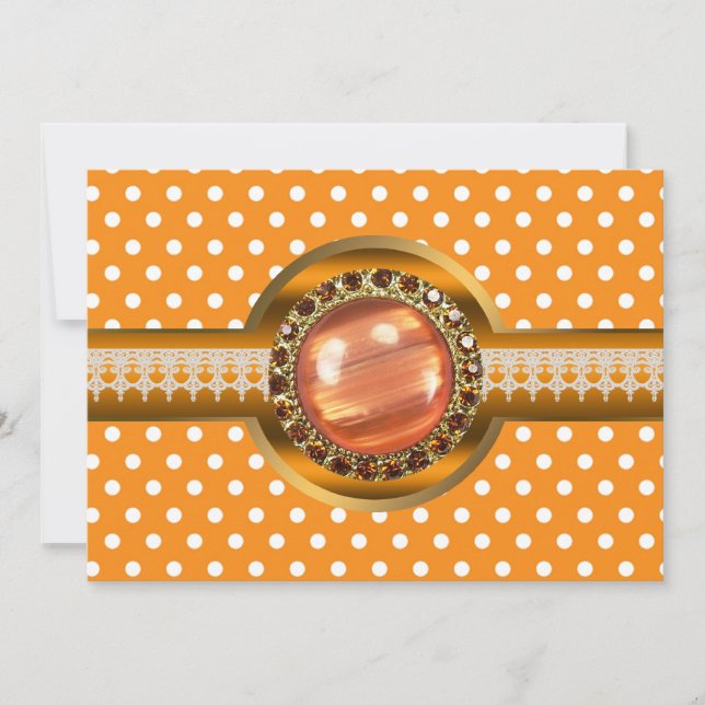 Orange Jeweled Party Invitation (Front)