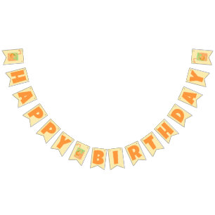 Orange Juice Box Happy Birthday Bunting Flags