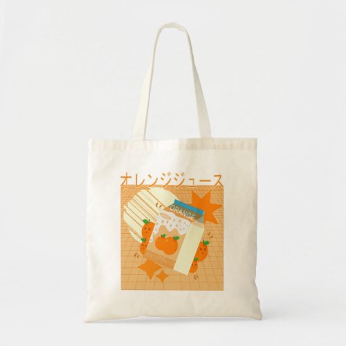 Orange Juice Box Kawaii 90s Japanese Aesthetic Tote Bag