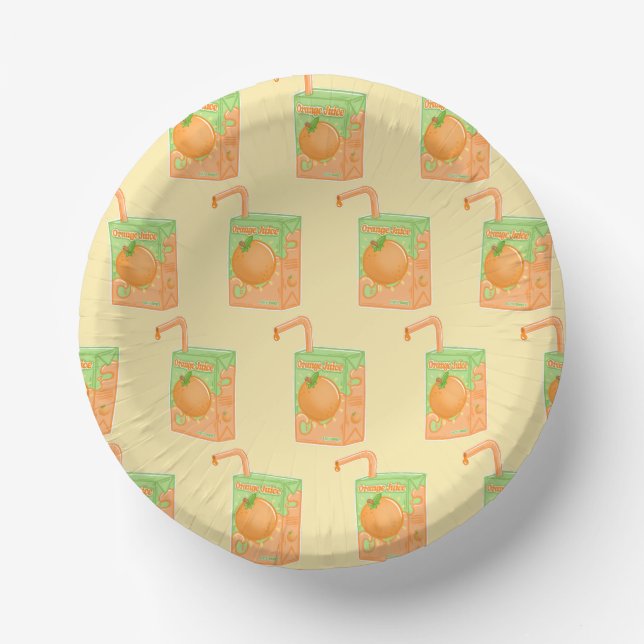 Orange Juice Box Pattern Paper Bowls (Front)