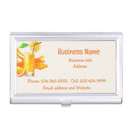 Orange Juice Food Cart Concession Drinks Business  Business Card Case