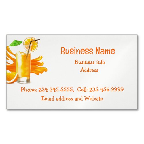 Orange Juice Food Cart Concession Drinks Business  Business Card Magnet